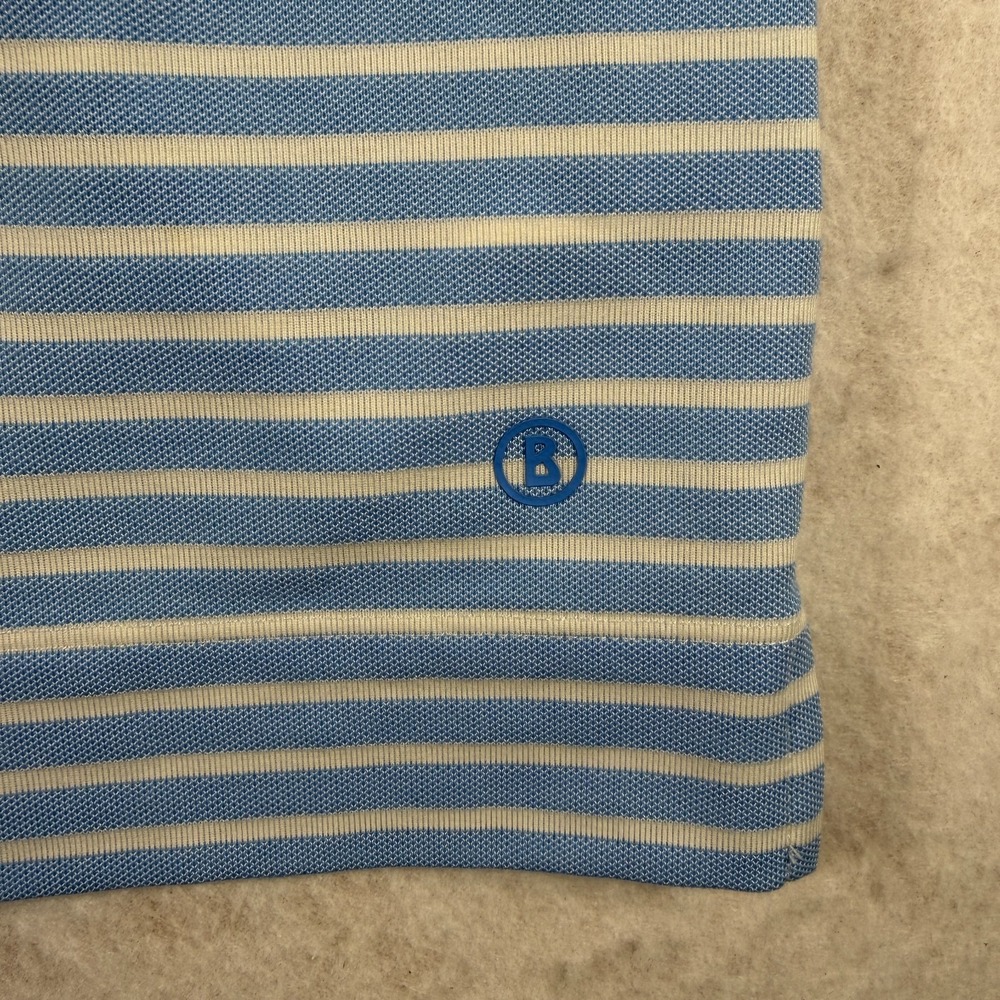 Bogner Women's Peony Blue White Striped Performance Cotton Polo Shirt XXL NWT - Picture 4 of 11